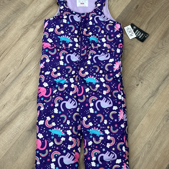 The Childrens Place Fleece Snow Pants Overall Purple 4t Wind Water Resistant - Picture 1 of 10